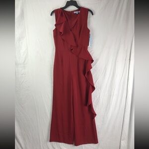 NWT Antonio Melani Jumpsuit Sleeveless V Neck Red Wide Leg Women size 4.MSRP 169
